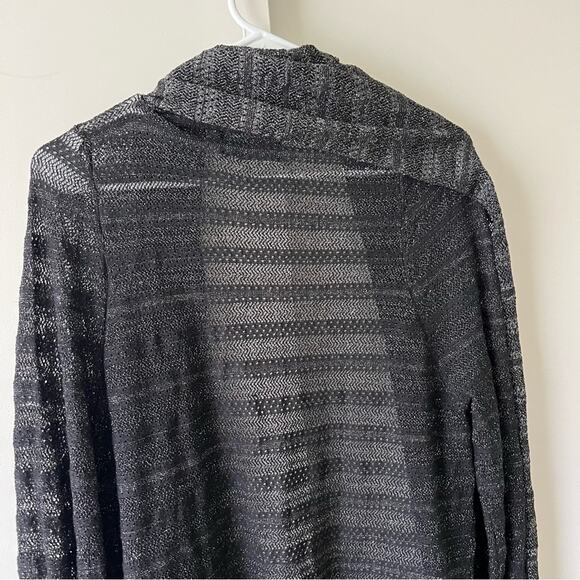 Zadig & Voltaire Metallic Black Longline Cardigan Sweater Thin Knit Large $298 - Picture 9 of 12